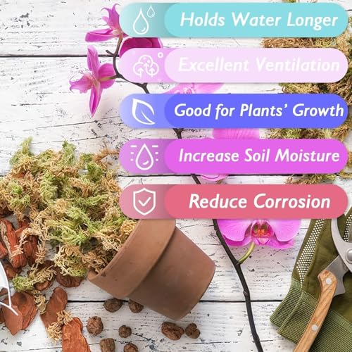 Halatool 1.1 LB Sphagnum Moss for Plants, 25 QT Long Fiber Orchid Moss | Drainage & Moisture Retention, Natural Moss for Ferns, Succulents, Carnivorous, Orchid Repotting, Terrariums, Reptile Bedding - size: 25 qt (1.1 lbs)