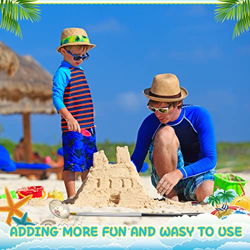 Lounsweer 2 Pcs Beach Sand Sifter Sand Scoop Shell Scooper for Beachcombing Picking up Shells Rock Hunting Extra Long 16.54'' — 58.27'' Adjustable Handle Multifunction Shell Sifter