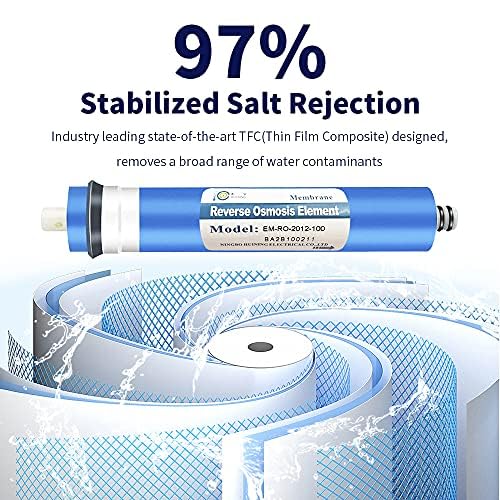 Huining Reverse Osmosis Membrane 100GPD-1812/2012 RO Membrane Housing Kit with 1/4 Quick Connector,Check Valve,Water Pipe,Wrench Whole Set for Residential Household Hospital Water Filtration System - style: 100GPD kit