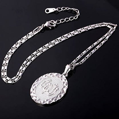 U7 Allah Pendant Necklace with Chain Platinum / 18K Gold Plated Muslim Jewelry Islamic Pendant - color: 05.Platinum Plated
