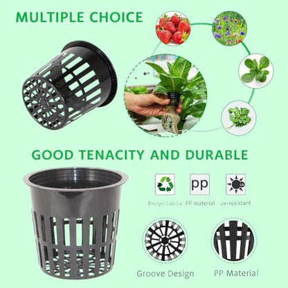 30 Pack 4 Inch Net Pots, Lightweight Slotted Mesh Net Cups for Hydroponics, Economy Hydroponic Pots for Indoor Outdoor Growing - size: 4inch