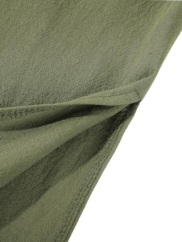 Jacansi Men's Muslim Buttoned Thobe Long Tunic, Oversized & Extra Long, Arabic Style with Pockets - color: Army Green, size: Large
