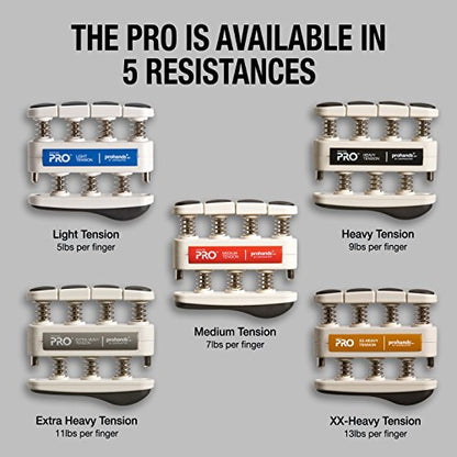 Prohands PRO Hand Exerciser, Finger Exerciser (Hand Grip Strengthener), Spring-Loaded, Finger-Piston System, Isolate and Exercise Each Finger - color: Gray - Pro, size: 11 lb (Extra-Heavy Tension)