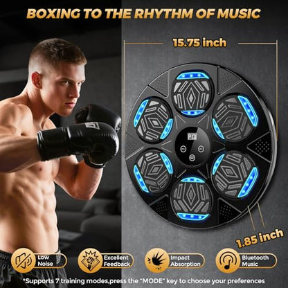 LOLBOX 2026 Music Boxing Machine for Adults and Kids, Smart Bluetooth Boxing Training Equipment with Gloves Wall Mounted, Workout Punching Machine for Home,Office and Gym - color: Dark black