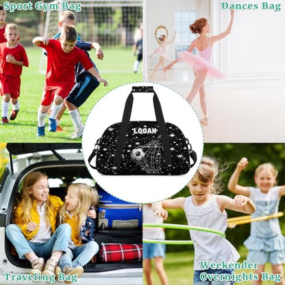 Custom Gym Bag Soccer Sports Bag, Soccer Goal Stars Pattern Black | Personalized Named Practice Travel Overnight Training Bag - color: Color 15