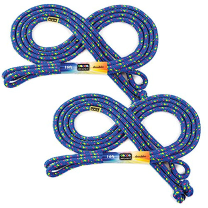 Just Jump It 16' Foot Jump Rope 2 Pack - Long Jump Ropes for Double Dutch - Outdoor Jump Ropes for Kids and Adults to Play Family Games & Exercise - color: Blue Confetti