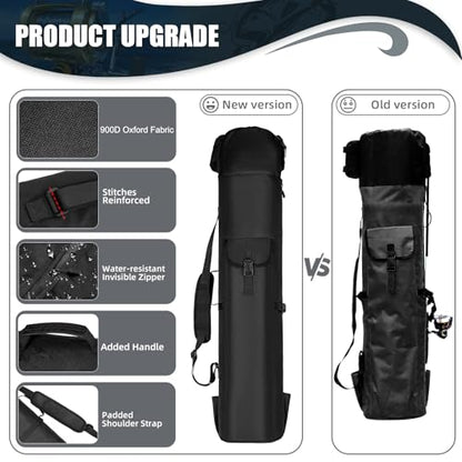 Fishing Rod Bag Fishing Rod Case, Durable Folding 900D Oxford Fabric Portable Large Capacity Waterproof, Fishing Gifts for Men Boys - color: Black