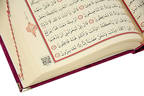 ihvan online Luxury Islamic Prayer Velvet Covered Gift Box, Deluxe 4 Piece Set with Elegant Velvet Covered Quran & Prayer Beads Tesbih & Prayer Rug, Ramadan & Eid Gift, Burgundy - color: Burgundy