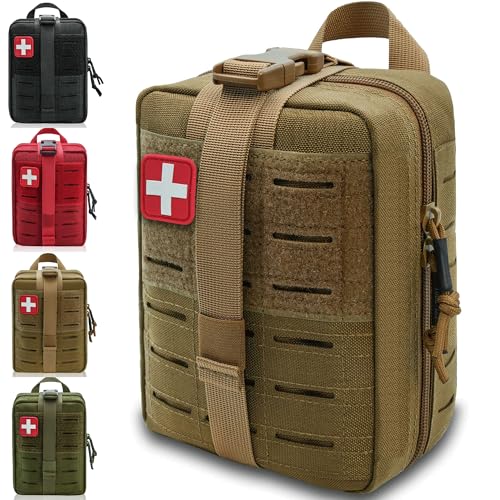 Molle Ifak Pouch, Rip Away Molle Tactical Medical Pouch, Empty First Aid Kit Bag for Duty Belt (1 Pack-TAN) - color: 1 Pack-tan