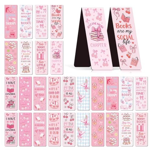 Wxiben 30 Pcs Coquete Bow Magnetic Bookmark Cherry Book Mark Page Clip - style: Pink Bows