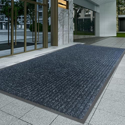 Front Door Mat, 4'x6'Indoor Outdoor Welcome Commercial Floor Mats | Heavy Duty Durable Inside Outside Entrance, Waterproof All-Season, All-Weather Non Slip Backing Doormat for Entryway, Black - size: 48"x72"