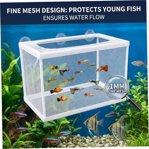 Aquarium Breeder Box, 2 Packs Aquarium Breeder Box, Large Fish Breeding with Suction Cups, Suspended Isolation Net for Fry, Guppy, Betta, Shrimp and Sick Fish