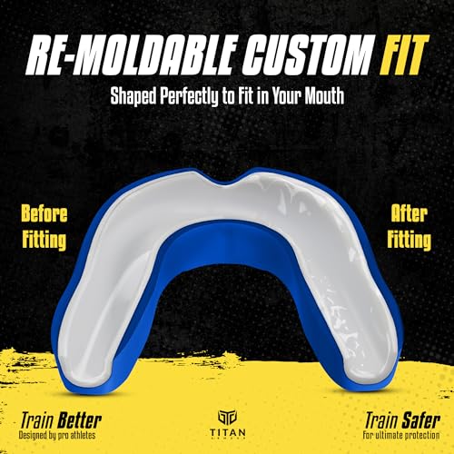 Mouth Guard Boxing, Dual-Layer Boil & Bite Mouthguard, Adult | Premium Dual-Layer | Case Included | Adult & Youth Custom-Fit Mouthpiece | Football, MMA, Hockey, Lacrosse, BJJ, Basketball - color: Blue, size: Junior Under 11