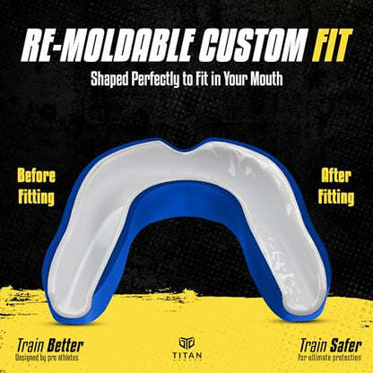 Mouth Guard Boxing, Dual-Layer Boil & Bite Mouthguard, Adult | Premium Dual-Layer | Case Included | Adult & Youth Custom-Fit Mouthpiece | Football, MMA, Hockey, Lacrosse, BJJ, Basketball - color: Blue, size: Junior Under 11