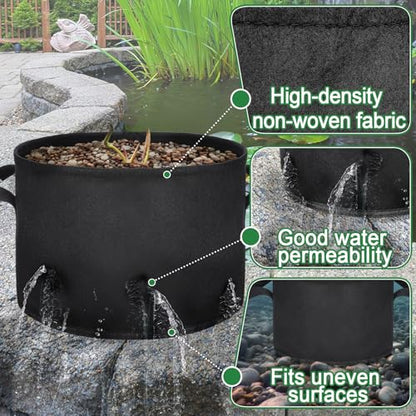 Aulock 8-Pack Lily Grow Bags for Pond, Durable Nonwoven Fabric Plant Pot | Black Aquatic Pond Planter with Handles for Aquatic Plants Water Lily (11.8" x 8"-3.7 Gallons)