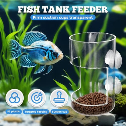 No Mess Aquarium Feeder, 2026 New Acrylic Clear Fish Tank Feeder with Suction Cup, Preventing Food Scattering (Round+Square) - color: Round+Square