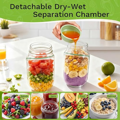 2025 New Side-Opening Salad Jar - Leakproof Mason Jar Container, Dishwasher Safe, All-in-One Meal Prep Solution for Fresh Lunches On-the-Go(2PC) - color: 2PC
