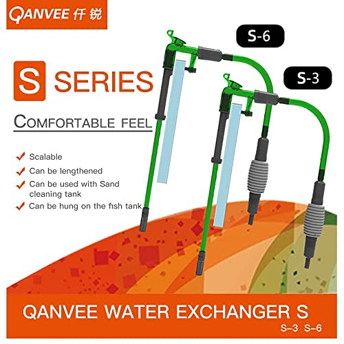 Qanvee Aquarium Gravel Vacuum Siphon - Water Change Made Easy (S-3 (Hang-On)) - size: S-3 (Hang-On)