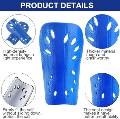 Soccer Shin Guards, 2 Pair Lightweight and Breathable Shin Guard Sleeves for Adults Football Player, Calf Protective Gear Shin Guards for Men Women (Bigger Shin Guards) - color: Blue and Red