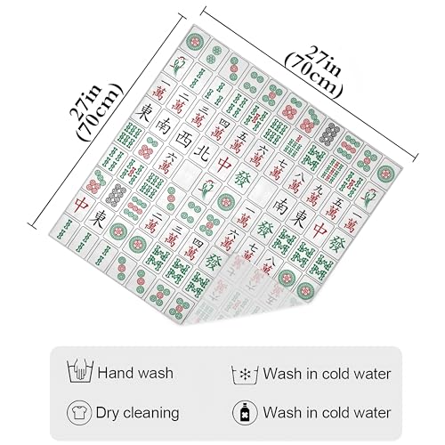 Bandana Square Head Scarf for Women Satin Hair Wrap Fashion Headband 27" - color: Mahjong Tiles