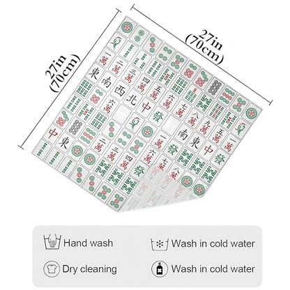 Bandana Square Head Scarf for Women Satin Hair Wrap Fashion Headband 27" - color: Mahjong Tiles