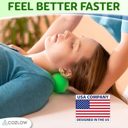 COZLOW Peanut Massage Ball - Deep Tissue Therapy, Pain Relief - Jade Green | Cozlow 5" double lacrosse silicone massage ball, trigger point roller for mobility, acupressure tool for myofascial release - color: Jade Green