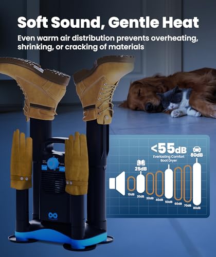 Upgraded Boot Dryer for Work Boots with Ozone Deodorizer - Fast Drying Compact Easy-to-Use Shoe Warmer Adjustable Tube Design - Fast Drying Shoes Dryers for Sneakers & Gloves, Ski Gears (2 Pair)