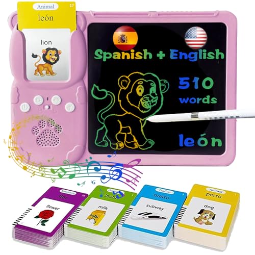 Talking Flash Cards with Writing Tablet - Spanish English, Pink - color: Spanish, size: Pink