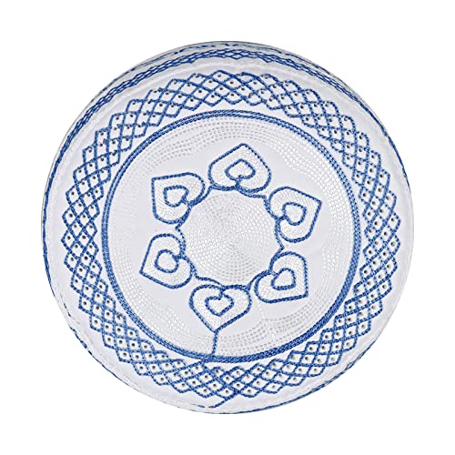 Muslim Prayer Kufi Hat for Men Boys Islamic Beanie Skull Cap Prayer Headwear Embroidery Kofia Topi Sun Hat Ramadan Eid Gift - color: Blue, Heart Embroidery