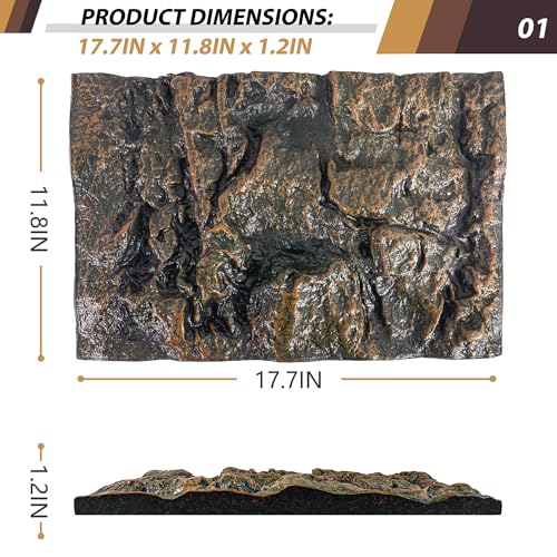 17.7x11.8in Rock Terrarium Background,3D Reptile Tank Background Board,Amphibian Stereo Backdrop Wall,Lizard Snake Gecko Spider Turtle Fish pet silo Background Decorative Panel(Yellow) - color: yellow-17.7"*11.8"（1pcs）