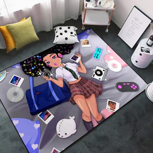 African Black Girl Rugs for Bedroom Living Room Pretty Black Girl Area Rug for Room Art Girls Fashion Sofa Floor Mats, 2'5''×4' - color: G33, size: 2'6" x 4' (Rectangular)