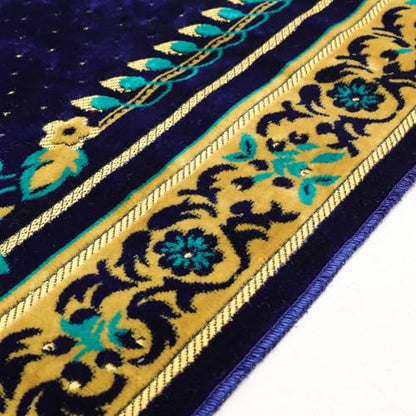 Muslim Prayer Rug, Soft Plush Thin Islamic Prayer Mat, Janamaz, Sajada, Praying Carpet, Islamic Gift for Men & Women, Islamic Mat, Eid & Ramadan Gift with Prayer Beads, 26x43 inch, Blue - color: Tabuk / Royal Blue