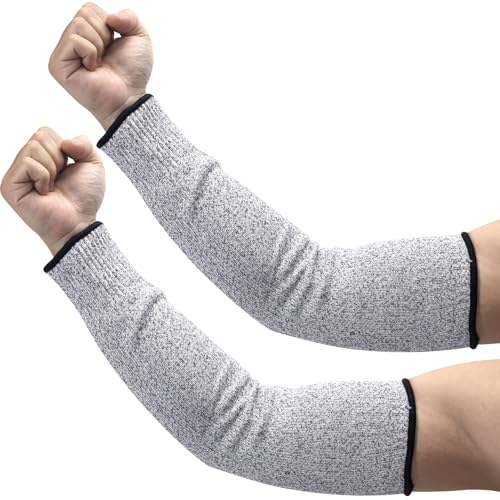 ANCIRS Cut Resistant Sleeves for Arm Protection, Gardening Sleeves, Dog Bite Safety Arm Sleeves - color: Grey-long