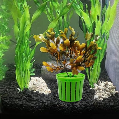 12 PCS Aquarium Plant Weights with Substrate Anti-Floating Plant Holder | Plastic Plant Baskets Fixed Ring Set for Fish Tank Landscaping Decoration, 1.65 x 1.47 Inch