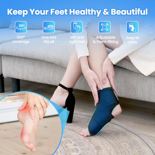 ONLYCARE Ankle Ice Pack Wrap for Swelling, Upgraded Gel Ice Pack Reusable, Hot Cold Therapy, Cold Pack for Sprained Ankle Injuries, Achilles Tendonitis, Plantar Fasciitis - color: Black