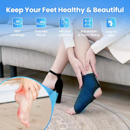 ONLYCARE Ankle Ice Pack Wrap for Swelling, Upgraded Gel Ice Pack Reusable, Hot Cold Therapy, Cold Pack for Sprained Ankle Injuries, Achilles Tendonitis, Plantar Fasciitis - color: Black