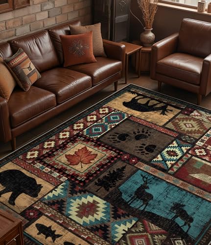 YIHOUSE 6x9 Rustic Cabin Area Rugs for Living Room Brown - color: Brown, size: 6' x 9' (Rectangular)