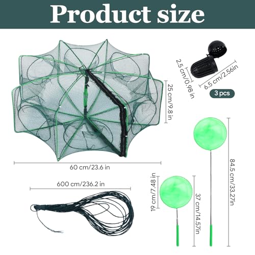 1/2 Pcs Fishing Traps Foldable, Crawfish Trap Minnow Trap Shrimp Net Portable, Crab Fish Traps Cast Nets for Fishing