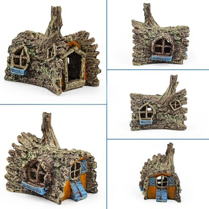 Fish Tank Decorations, Resin Simulated Tree House Hide, Aquarium Caves and Hides for Fish, Tank Accessories Decorations, Aquarium Ornaments Hideout