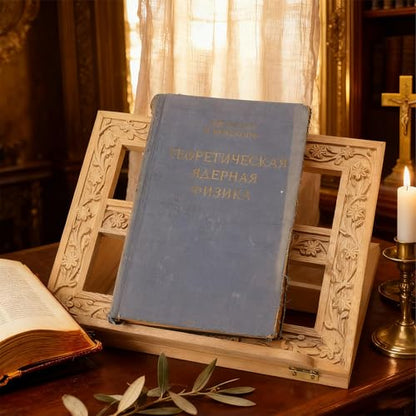 DoubleFill Adjustable Wooden Bible Stand Carved Bible Holder Missal Stand Book Display for Reading Folding Religious Prayer Wooden Holy Book Holder 12.99 x 10.04 Inches (Light Brown) - color: Light Brown