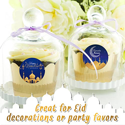 Nezyo 600 Pieces Ramadan Mubarak Stickers Eid Islamic Kareem Wall Window Stickers Ramadan Envelopes Gift Bags Labels for Eid Party Decorations(Vivid Style) - style: Vivid Style