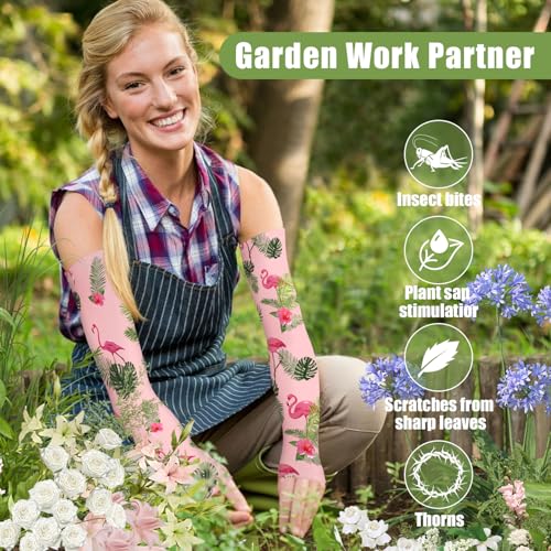 Bebila Gardening Sleeves for Women Farm UV Sun Protection Anti-Scratch Cooling Sleeves with Thumb Hole Arms Cover Outdoors - color: Pink