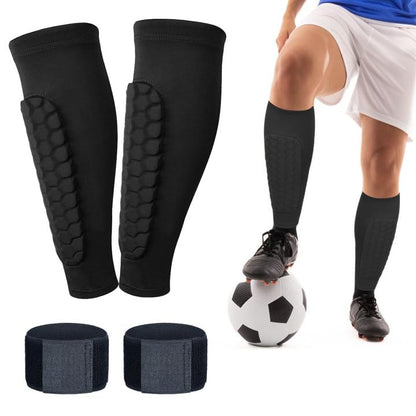 4 Pack Shin Guards Kids and Elastic Ankle Straps, Calf Compression Sleeve with Honeycomb Pads, Shin Guards Soccer, for Sprains, Achilles Pain, Sports Running