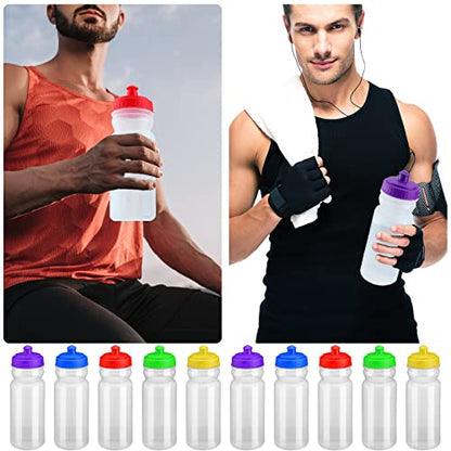 Didaey 100 Pack Water Bottles Bulk 20 oz Reusable Plastic Water Bottles with Pull Top Cap Dishwasher Safe Sports Drinking Bottle for Fitness, Hiking, Cycling, or Gym Workout