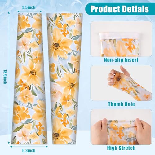 Bebila Gardening Sleeves for Women Farm UV Sun Protection Anti-Scratch Cooling Sleeves with Thumb Hole Arms Cover Outdoors - color: Chrysanthemum
