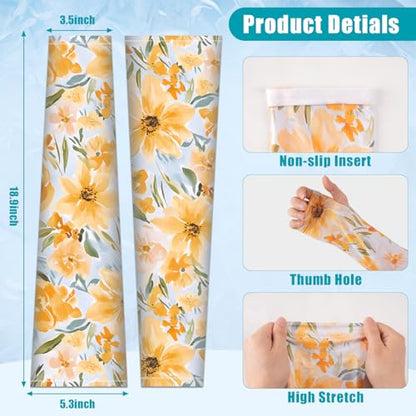 Bebila Gardening Sleeves for Women Farm UV Sun Protection Anti-Scratch Cooling Sleeves with Thumb Hole Arms Cover Outdoors - color: Chrysanthemum