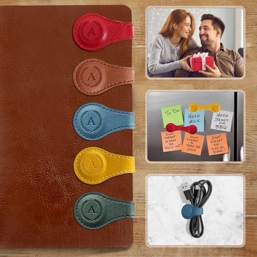 Handmade Personalized Leather Magnetic Bookmark - Custom Initial Letter Design with 26 Alphabet Choices - Durable Bookmark for Readers, Book Lovers, Women & Kids - color: 1pcs Green, size: M