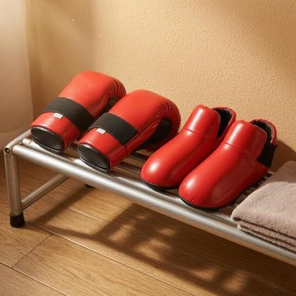 Milageto Taekwondo Guard Set Padded Foot Protectors Curved Openings Taekwondo Sparring Gloves - color: Red, size: X-Small
