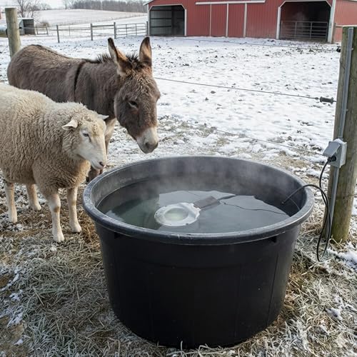 Farm Innovators Utility De-Icer for up to 25 Gallon Container - 250W Water Deicer- Ice Chaser Cast Aluminum Design for Plastic or Metal Water Container | Thermostatically controlled heater operates only when necessary, cast aluminum construction, plastic-