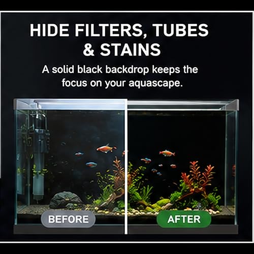 Black Aquarium Background Film, 39"x17.7"in, Static Cling Fish Tank | PVC Static Cling, No Glue, No Residue, Removable, Reusable, Easy Install, for Fish Tank Decor - size: 39"x17.7"in